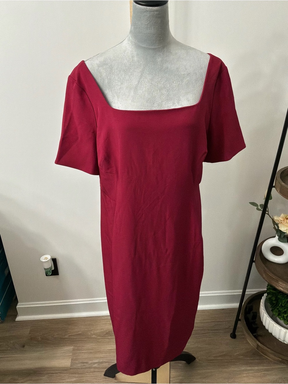 MM Lafleur Square Neck Midi Dress in Berry